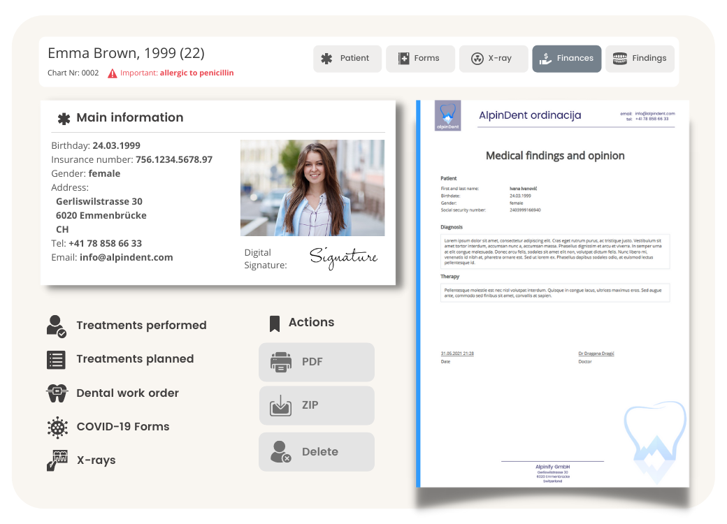 Detailed information of one patient