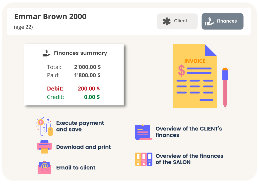 Client invoices for delivered services or materials